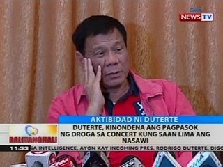 Duterte, kinondena ang pagpasok ng droga sa concert kung saan lima ang nasawi
