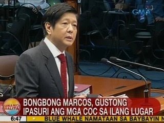 UB: Sen. Bongbong Marcos, gustong ipasuri ang mga COC sa ilang lugar