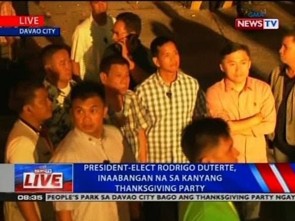 NTVL: President-elect Duterte, inaabangan na sa kanyang thanksgiving party