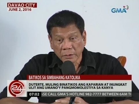 Duterte, muling binatikos ang kaparian at inungkat ulit ang umano'y pangmomolestiya sa kanya