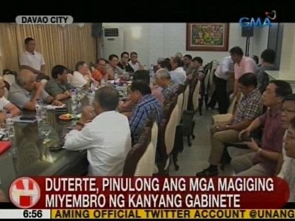 UB: Duterte, pinulong ang mga magiging miyembro ng kanyang gabinete