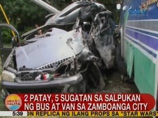 UB: 2 patay, 5 sugatan sa salpukan ng bus at van sa Zamboanga City