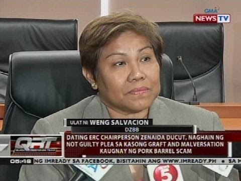 Zenaida Ducut, naghain ng not guilty plea sa kasong graft and malversation