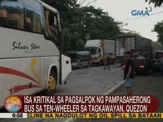 UB: 1 kritikal sa pagsalpok ng pampasaherong bus sa 10-wheeler sa Tagkawayan, Quezon