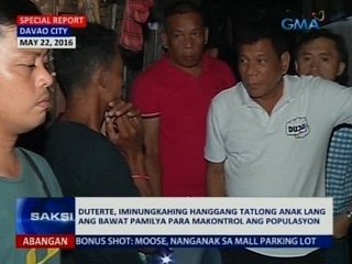 SAKSI: Duterte, iminungkahing hanggang 3 anak lang ang bawat pamilya para makontrol ang populasyon