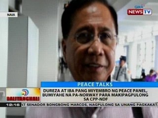Dureza at iba pang miyembro ng peace panel, bumiyahe na pa-Norway para makipagpulong sa CPP-NDF