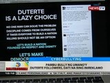 Law student, naghain ng reklamo dahil sa pagbabanta ng mga nagpakilalang tagasuporta ni Duterte