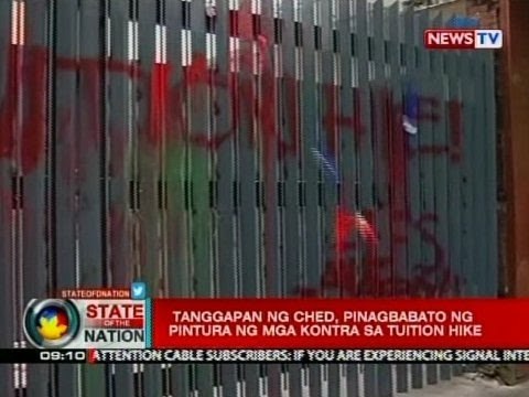 SONA: Tanggapan ng CHED, pinagbabato ng pintura ng mga kontra sa tuition hike
