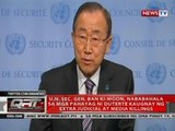 U.N. Sec. Gen. Ban Ki-Moon, nababahala sa mga pahayag ni Duterte