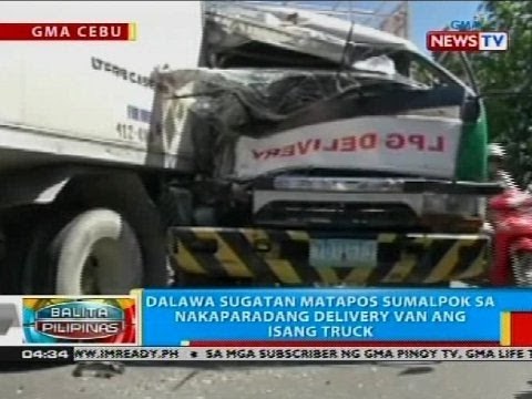 Dalawa sugatan matapos sumalpok sa nakaparadang delivery van ang isang truck