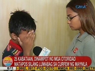 UB: 25 kabataan, dinampot ng mga otoridad matapos silang lumabag sa curfew ng Maynila
