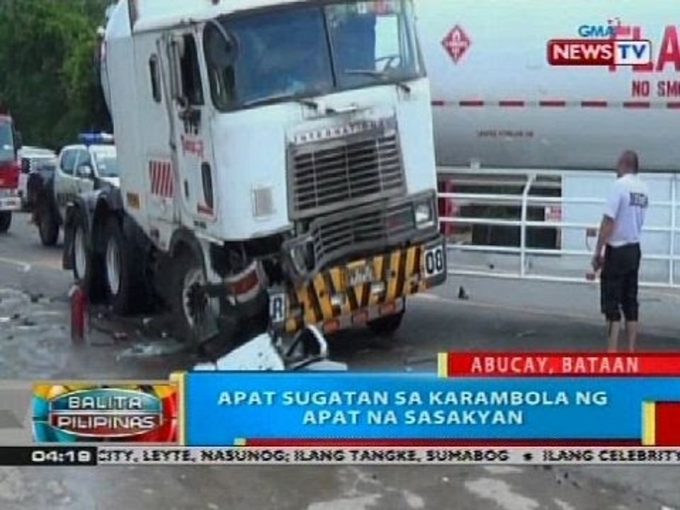 BP: Apat sugatan sa karambola ng apat na sasakyan