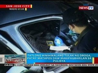 Tatlong hinihinalang tulak ng droga, patay matapos daw makipagbarilan sa pulisya