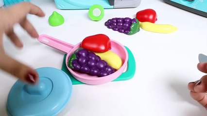 Toy Cutting Fruits & Vegetables Velcro Cooking Playset FROZEN Kitchen Toy Food Videos-iwBn