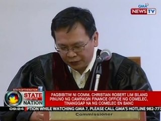Pagbibitiw ni Comm. Christian Robert Lim, tinanggap na ng COMELEC en banc