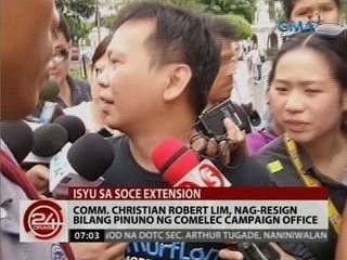 24 Oras: Comm. Lim, nag-resign bilang pinuno ng COMELEC Campaign Office