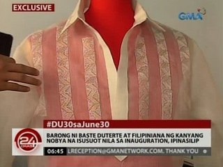 Barong ni Baste Duterte at Filipiniana ng kanyang nobya na isusuot sa inauguration, ipinasilip