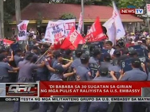 'Di bababa sa 30 sugatan sa girian ng mga pulis at raliyista sa U.S. Embassy