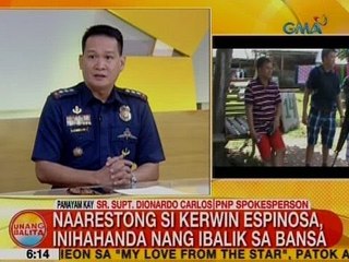 UB: Naarestong si Kerwin Espinosa, inihahanda nang ibalik sa bansa