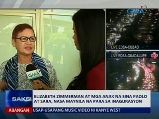 Elizabeth Zimmerman at mga anak na sina Paolo at Sara, nasa maynila na para sa inagurasyon