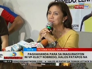 BT: Paghahanda para sa inagurasyon ni VP-elect Robredo, halos patapos na