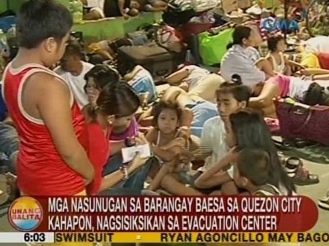 UB: Mga nasunugan sa Brgy. Baesa, QC kahapon, nagsisiksikan sa evacuation center