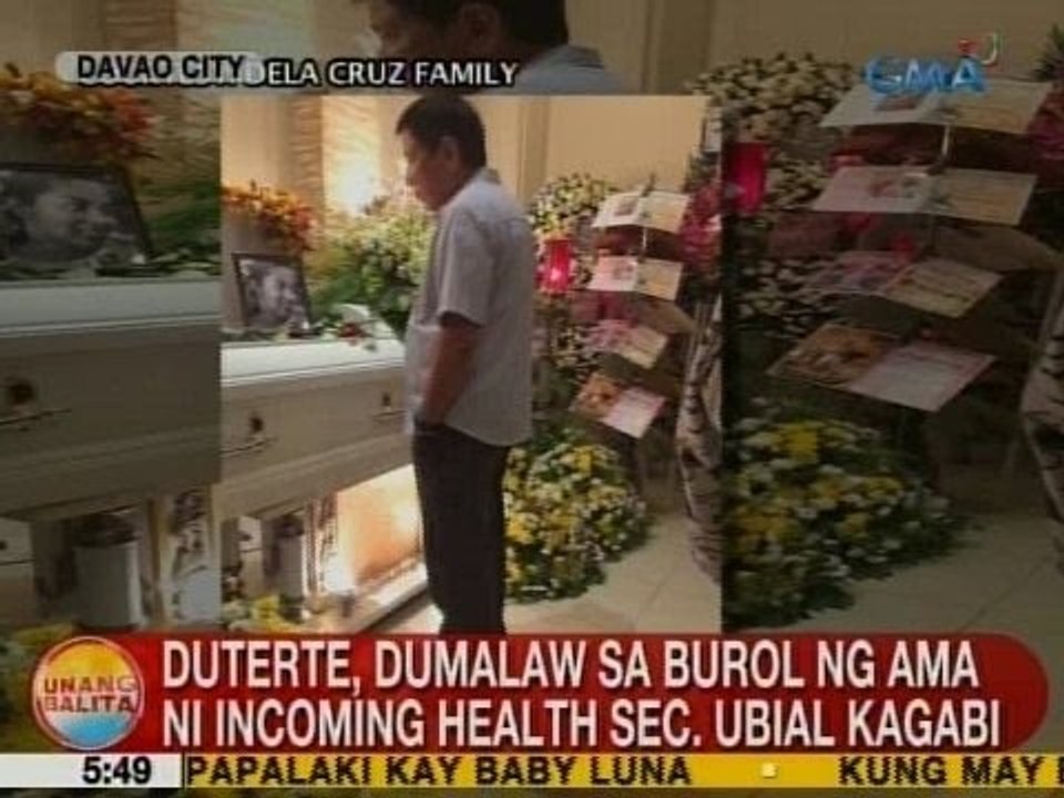 UB: Duterte, dumalaw sa burol ng ama ni incoming health Sec. Ubial kagabi