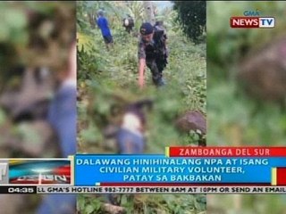 Dalawang hinihinalang NPA at isang civilan military volunteer, patay sa bakbakan