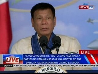 Pangulong Duterte, iniutos ang pagsibak sa pwesto ng limang matataas na opisyal ng PNP