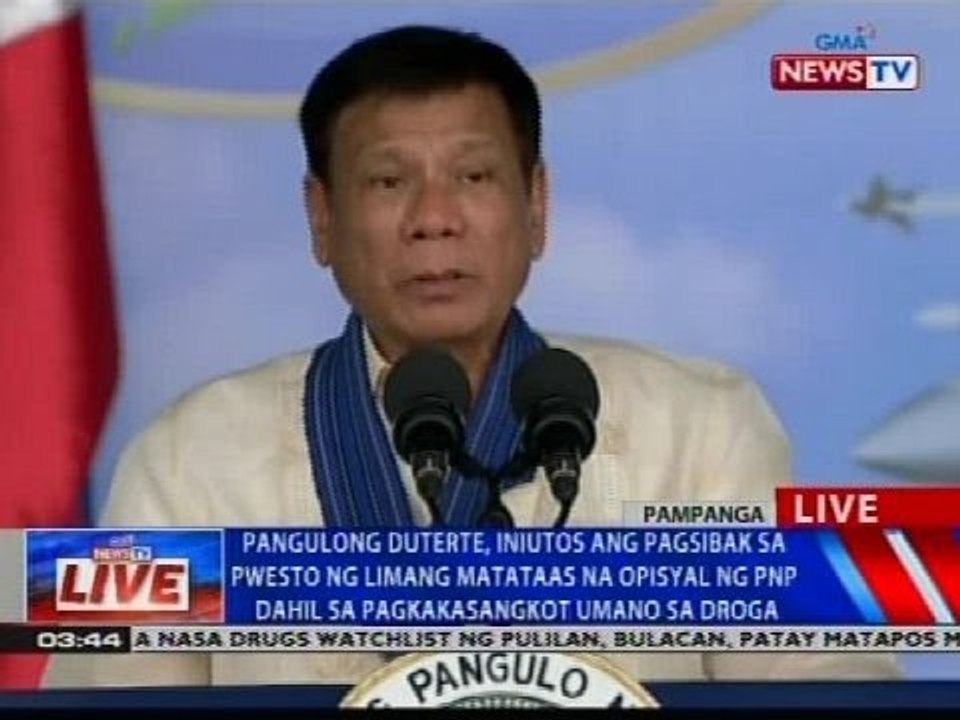 Pangulong Duterte, iniutos ang pagsibak sa pwesto ng limang matataas na opisyal ng PNP