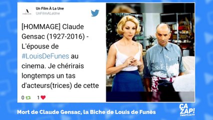 Les hommages à l'actrice Claude Gensac, l'épouse de Louis de Funès à l'écran