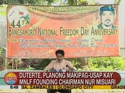 UB: Duterte, planong makipag-usap kay MNLF Founding Chairman Nur Misuari