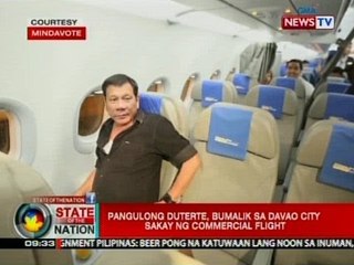 SONA: Pang. Duterte, bumalik sa Davao City sakay ng commercial flight