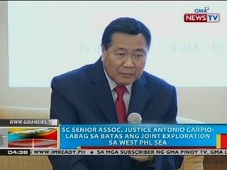 SC senior Assoc. Justice Antonio Carpio: Labag sa batas ang joint exploration sa West PHL Sea
