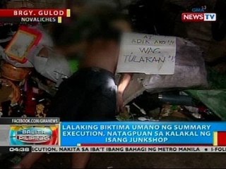 Video herunterladen: Lalaking biktima umano ng summary execution, natagpuan sa kalakal ng isang junkshop