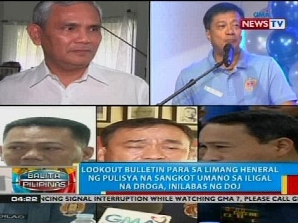 Lookout bulletin para sa 5 heneral ng pulisya na sangkot umano sa iligal na droga, inilabas ng DOJ