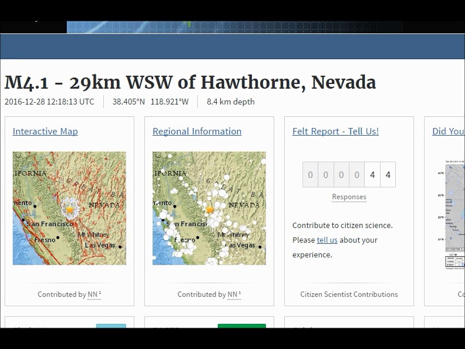 Earthquake Swarm, Hawthorne Nevada LG M4.1 Fracking Induced