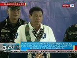 Pangulong Duterte, kuntento raw sa performance ng AFP; nagpasalamat sa serbisyo ng mga sundalo