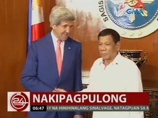 U.S. Secretary of State John Kerry, bumisita kay Pang. Duterte; isyu sa West PHL Sea, tinalakay