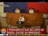 UB: 3 pinakamatataas na lider ng bansa, galing sa Mindanao