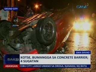 SAKSI: Kotse, bumangga sa concrete barrier