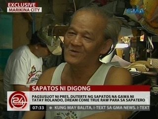 Pagsusuot ni Pres. Duterte ng sapatos na gawa ni Tatay Rolando, dream come true raw para sa sapatero