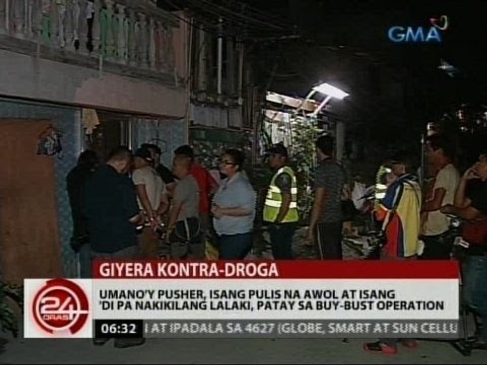 Umano'y pusher, 1 pulis na AWOl at 1 'di pa nakikilalang lalaki, patay sa buy-bust operation
