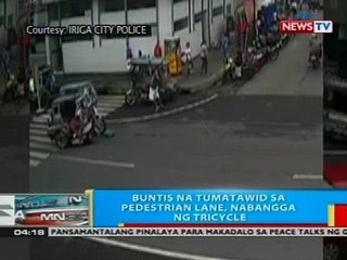 Buntis na tumatawid sa pedestrian lane, nabangga ng tricycle