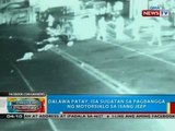Dalawa patay, isa sugatan sa pagbangga ng motorsiklo sa isang jeep