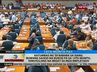 Katumbas ng 'di bababa sa isang buwang sahod na bukod pa sa 13th month, isinusulong