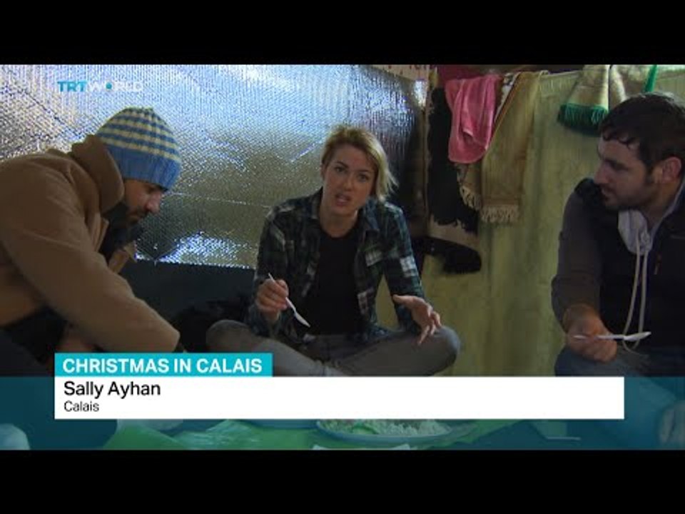 Refugees in French city of Calais forced to camp out on Christmas day, Sally Ayhan reports