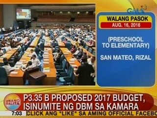 UB: P3.35-T proposed 2017 budget, isinumite ng DBM sa Kamara