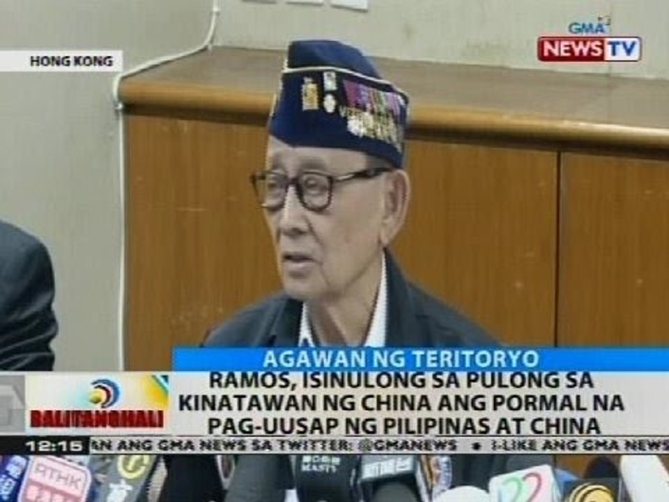 BT: Ramos, isinulong sa puling sa kinatawan ng China ang pormal na pag-uusap ng Pilipinas at China