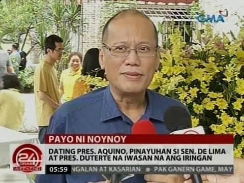24 Oras: Dating Pres. Aquino, pinayuhan si Sen. De Lima at Pres. Duterte na iwasan ang iringan
